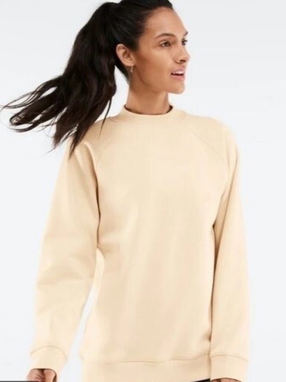Fabletics James L/S Cream Pullover Sweatshirt